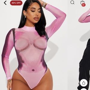 Pink Fashion Nova Body Suit. Size Large (runs small)